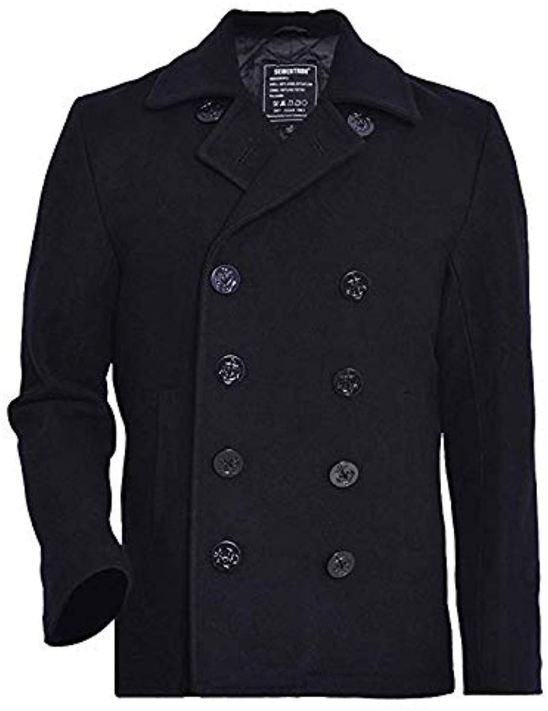 Seibertron Men's Woolen Coat US Navy Type 80% Wool USN Pea Coat Black 3XL - Image 2